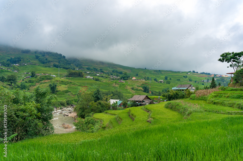 Spectacular rice terraces in Vietnamese countryside Spectacular rice terraces in Vietnamese countryside
