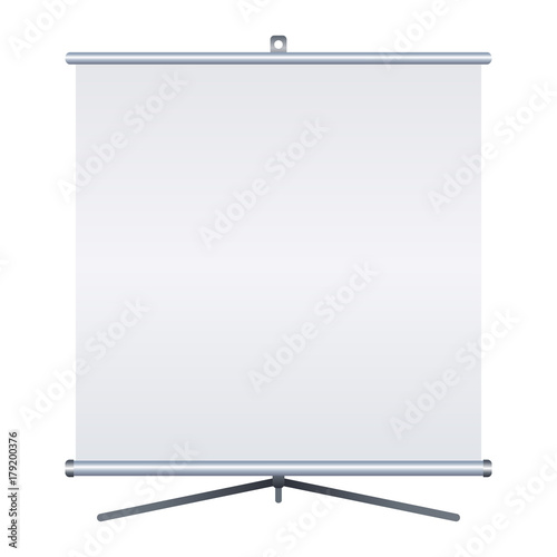 Blank roll-up banner isolated on white background. Design template blank for designers. Flipchart for training or promotional presentation. Square. Vector illustration EPS 10