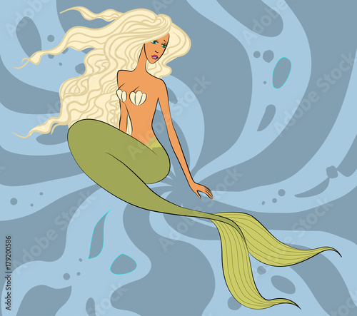 mermaid with long blonde hair