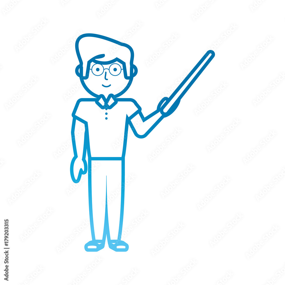 flat line colored teacher man over white background vector illustration flat line colored teacher man over white background vector illustration