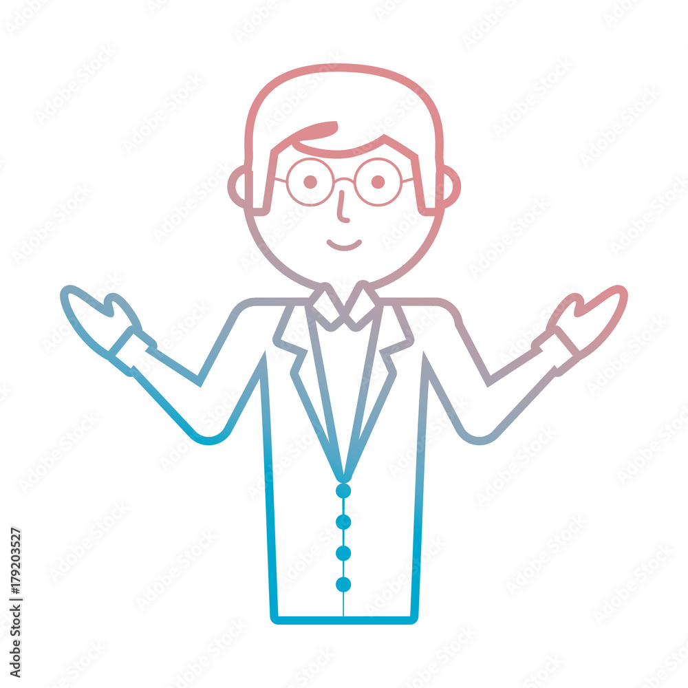 flat line colored teacher man over white background vector illustration flat line colored teacher man over white background vector illustration