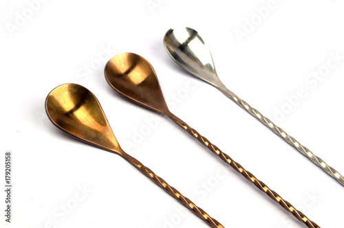 Cocktail spoon on white background