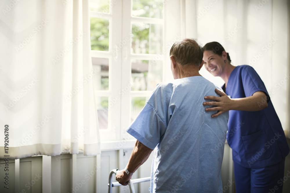 A sick elderly staying at a hospital A sick elderly staying at a hospital