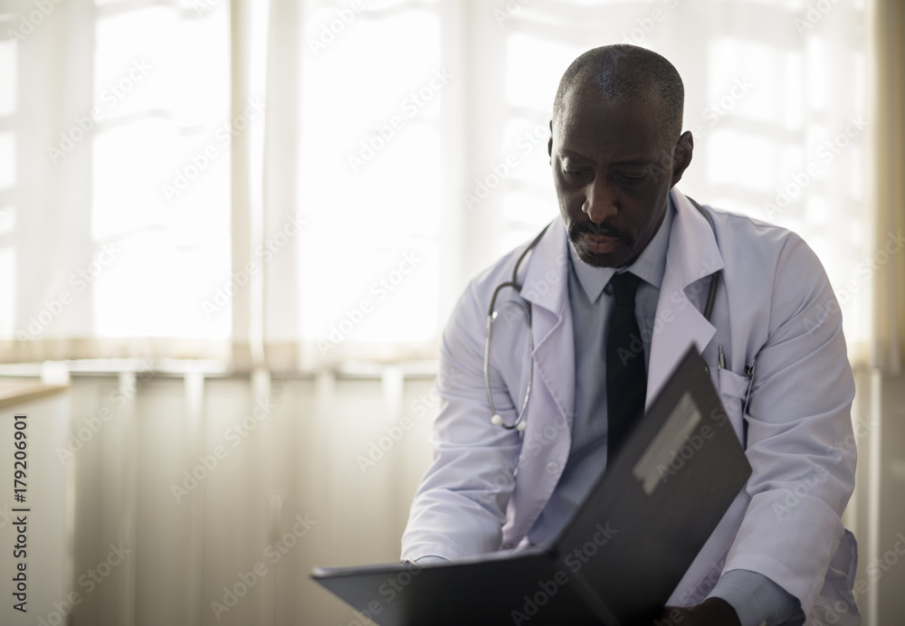 An African descent doctor is working at the hospital An African descent doctor is working at the hospital