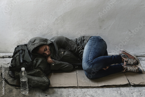 Homeless woman photo