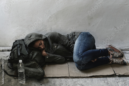 Homeless woman