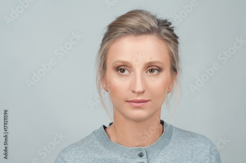 Closeup portrait of female face.