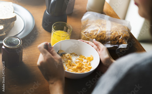 Coouple Eating Morning Breakfast Togetherness photo