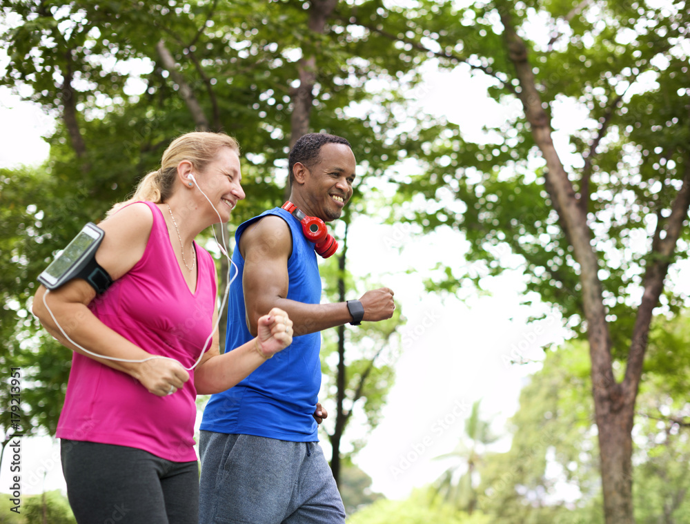 Couple Exercise Happiness Healthy Lifestyle Concept