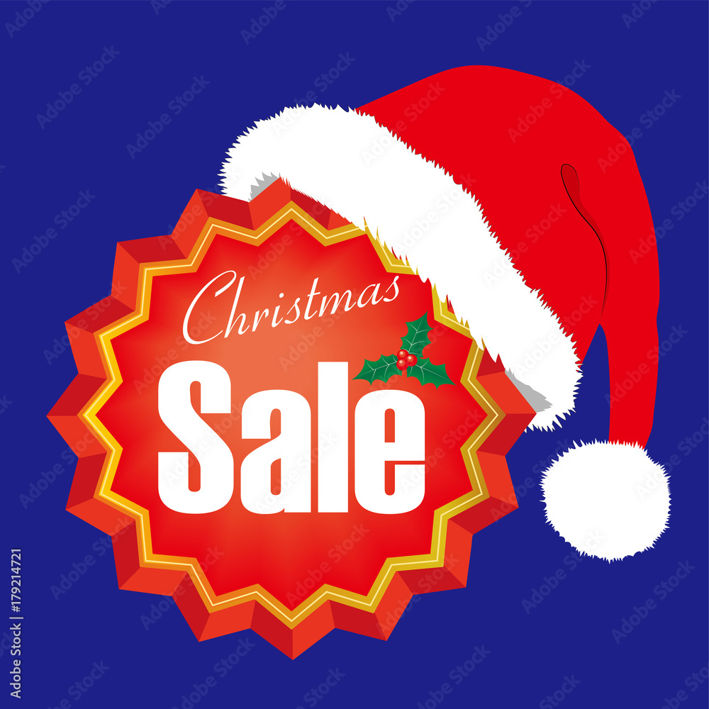 クリスマスセール エンブレム サンタの帽子のイラスト Merry Christmas Logo Stock Vector Adobe Stock