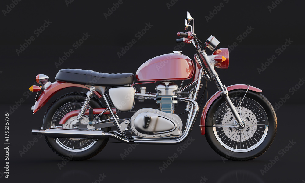 Obraz premium Red Motorcycle on Black Background