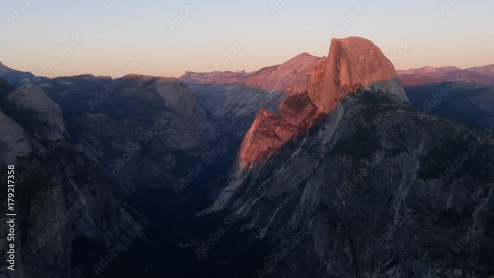 Sun setting on half dome at yosemite recorded from glacier point Sun setting on half dome at yosemite recorded from glacier point