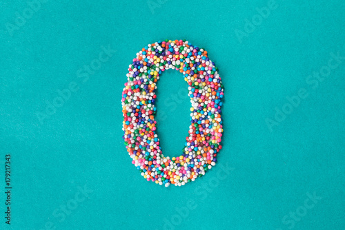 The number zero built from nonpareils photo