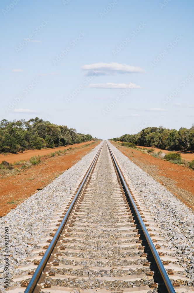 Train tracks near Conoble, New South Wales, Australia.