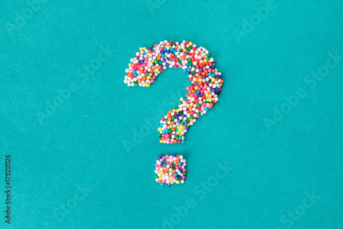 The question mark symbol built from nonpareils