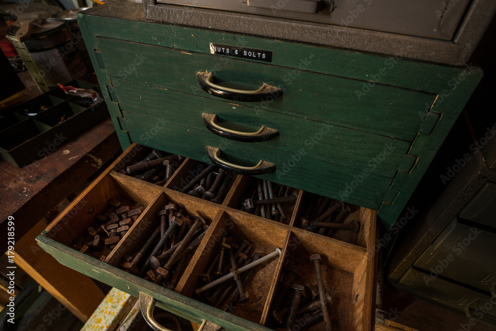 Old Workshop Shed with Workbench and Tools Old Workshop Shed with Workbench and Tools