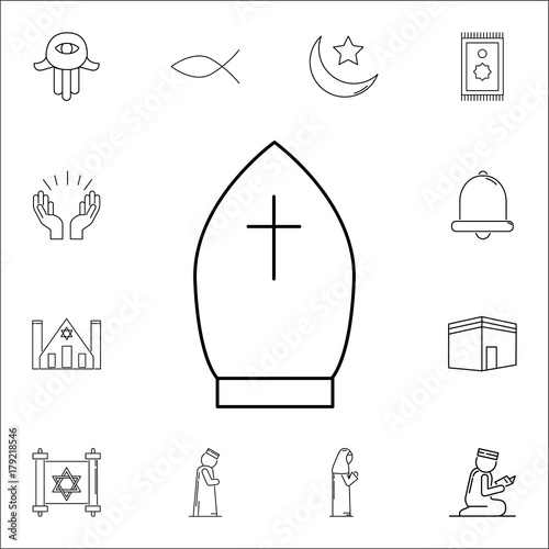 pope hat Icon. Set of religion icons. Web Icons Premium quality graphic design. Signs, outline symbols collection, simple icons for websites, web design, mobile app