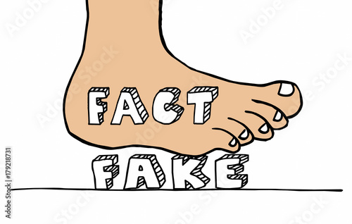 Facts Vs Fake News Foot Stomping Out Misinformation Illustration photo