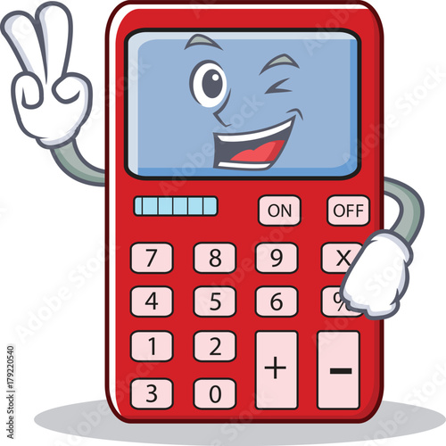 Two fnger cute calculator character cartoon