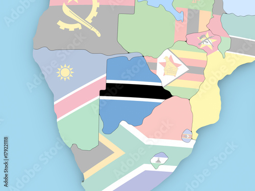 Map of Lesotho with flag on globe © harvepino