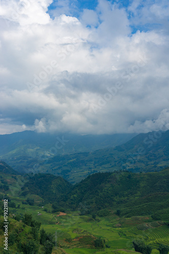 Beautiful mountain landscape with rice terraces