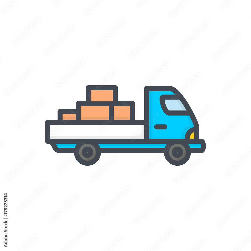 Delivery colored icon car courier truck shipping