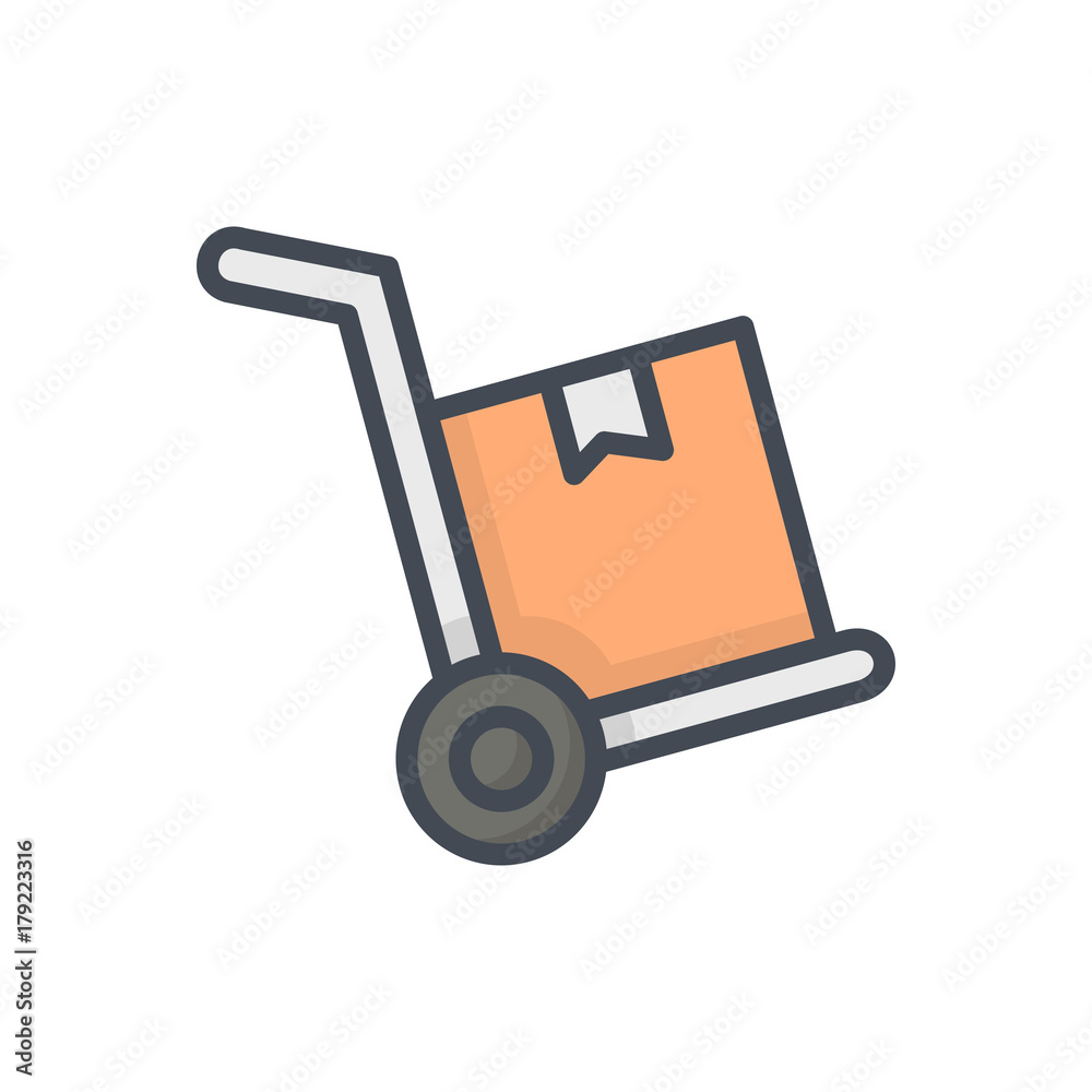 Delivery colored icon cart shipping box Delivery colored icon cart shipping box