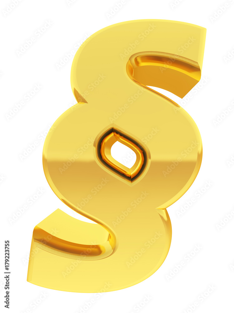 Obraz premium Gold section sign with gradient reflections isolated on white