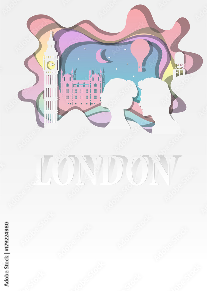 Obraz premium Travel London concept illustration in paper art style.
