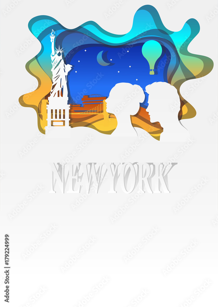 Fototapeta premium Travel Newyork concept illustration in paper art style.
