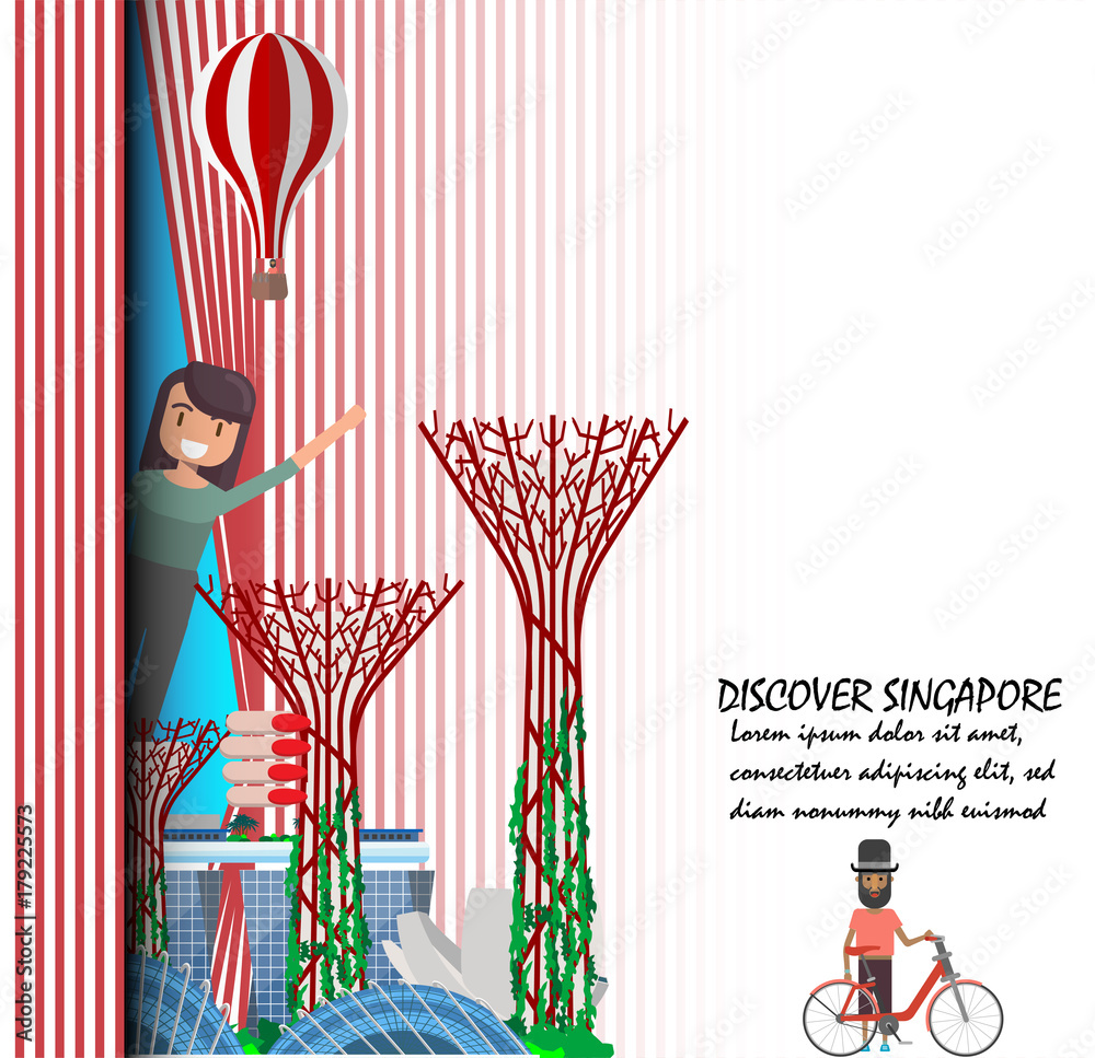 Naklejka premium Discover Singapore. Travel to Singapore presentation template.