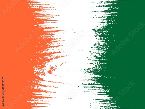 Ivory Coast flag design concept. Flag textured by grungy wood pattern. Image relative to travel and politic themes