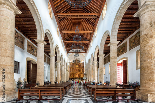 Interior of Catedral de Cartagena just after a service