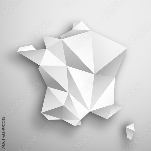 mapa Francji origami wektor