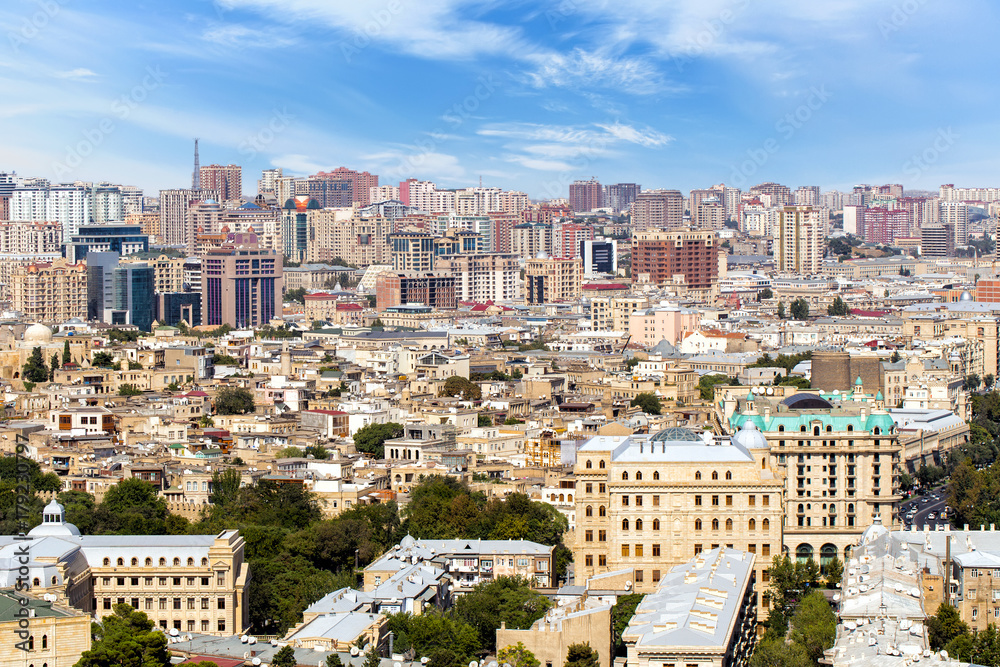 Panoramic view of Baku. A bird's-eye view. Republic of Azerbaijan