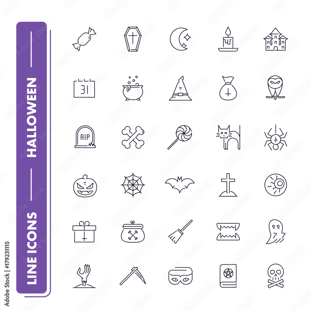 Line icons set. Halloween Line icons set. Halloween