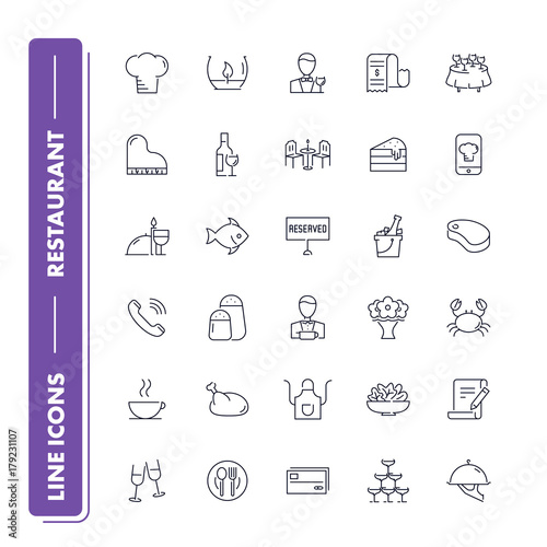 Line icons set. Restaurant 