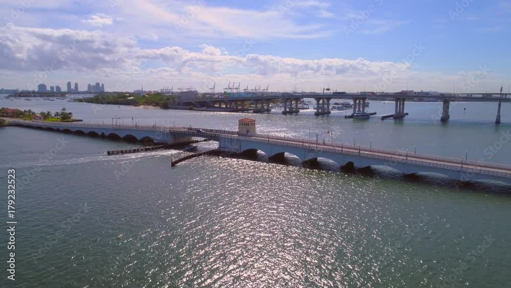 Aerial video Venetian Causeway Miami Biscayne Bay Aerial video Venetian Causeway Miami Biscayne Bay