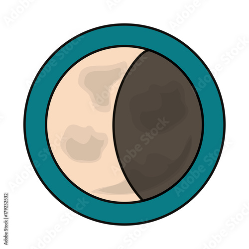 colored waning gibbous moon  over white background  vector illustration