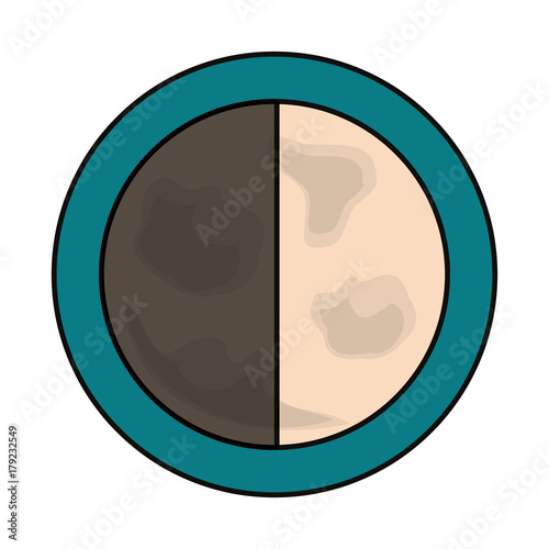 colored first quarter moon over white background  vector illustration