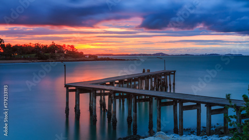 Kao Laem Ya and Samed National Park. The long exposure of sea landscape at sunrise  rayong province  Thailand.