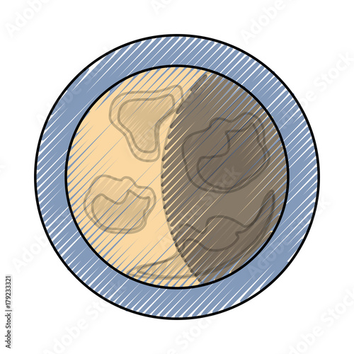 colored waning gibbous moon  over white background  vector illustration