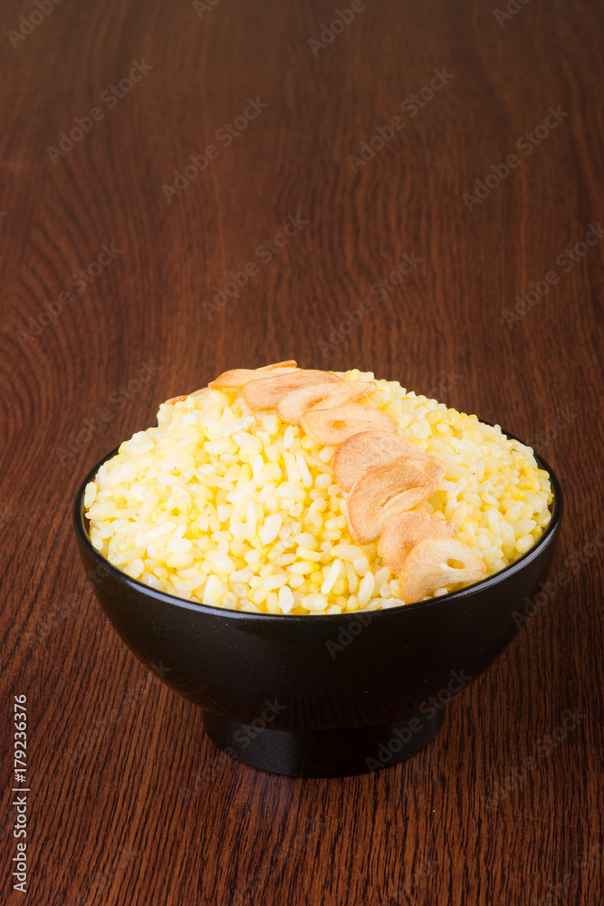 japanese cuisine. ginger fried rice on the background japanese cuisine. ginger fried rice on the background