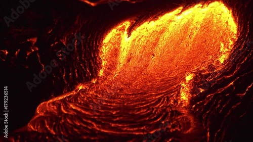 Lava flow close up 2 Night Glowing Hot flow from Kilauea Active Volcano Puu Oo Vent Active Volcano Magma