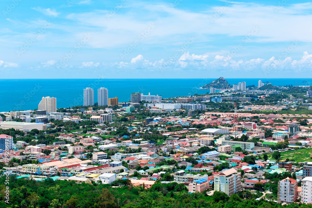 Hua Hin city from scenic point at Hin lek fire moutain, Hua Hin, Thailand