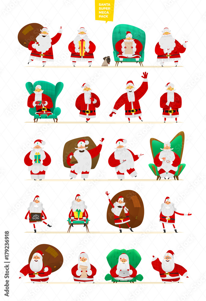 Big Santa Claus characters  set for your design