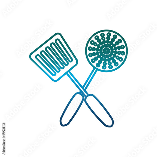 spatula and frying spoon icon over white background vector illustration