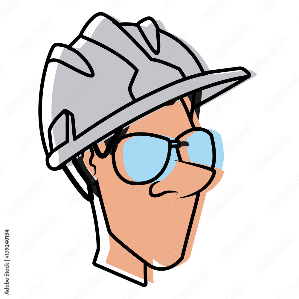 Cartoon worker with tool icon vector illustration graphic design
