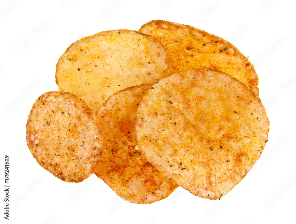 chips isolated on a white background closeup chips isolated on a white background closeup