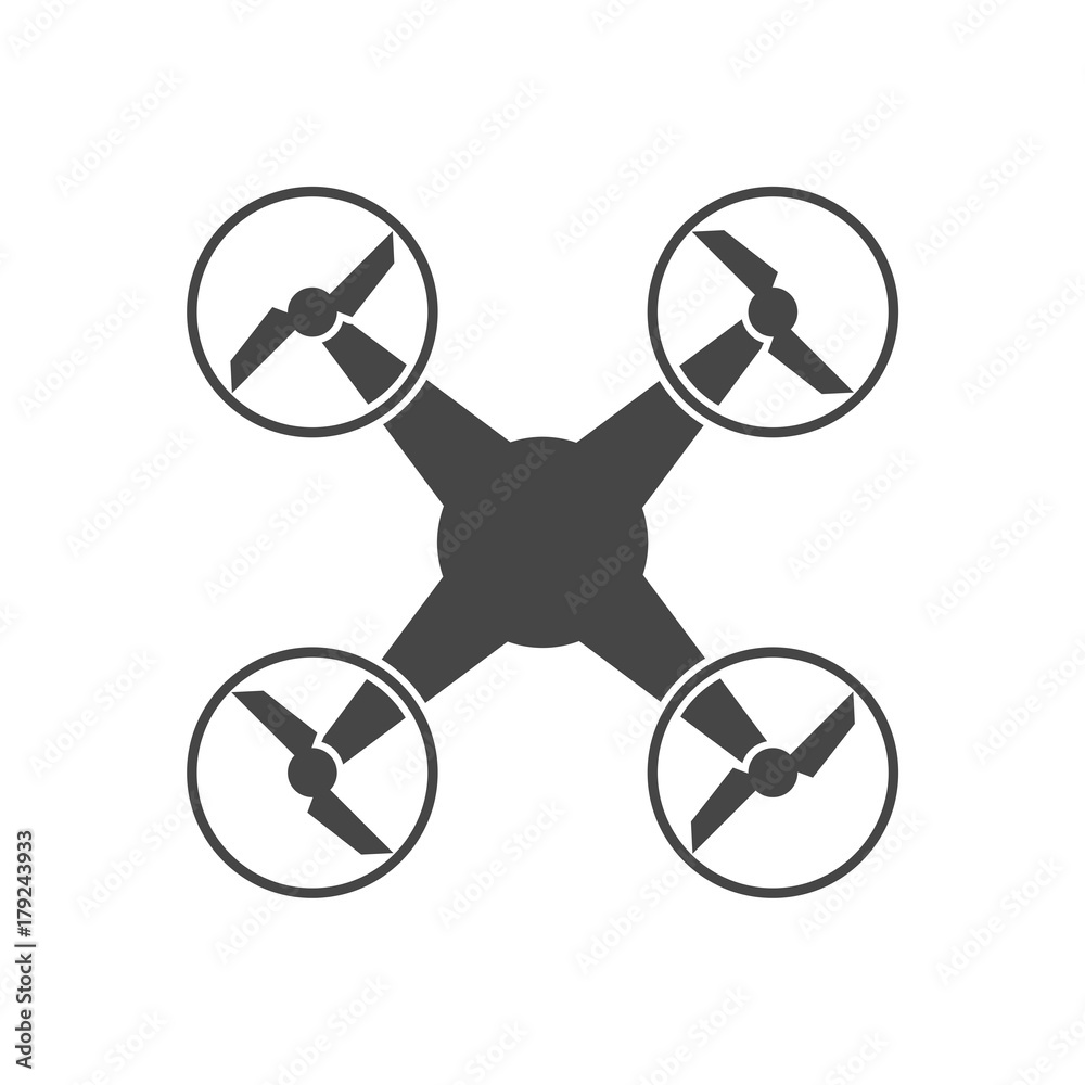 Drone icon, Silhouette quadrocopter a top view icon Drone icon, Silhouette quadrocopter a top view icon